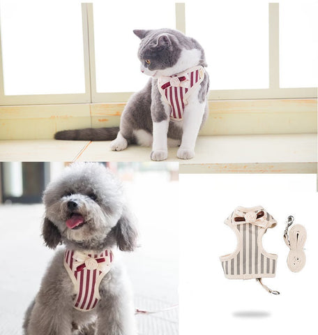 adjustable korean style dog cat harness vest + leash