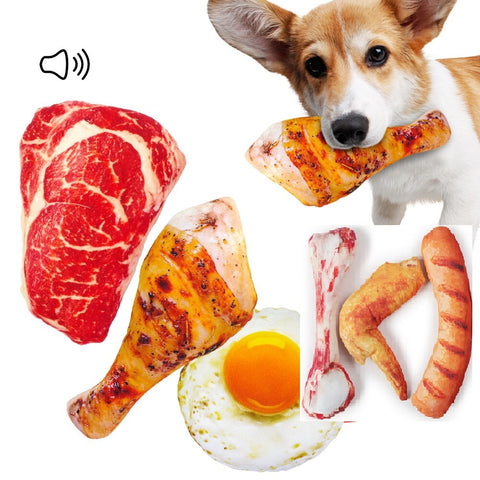 Funny Simulated plush food 3D dog squeak toy