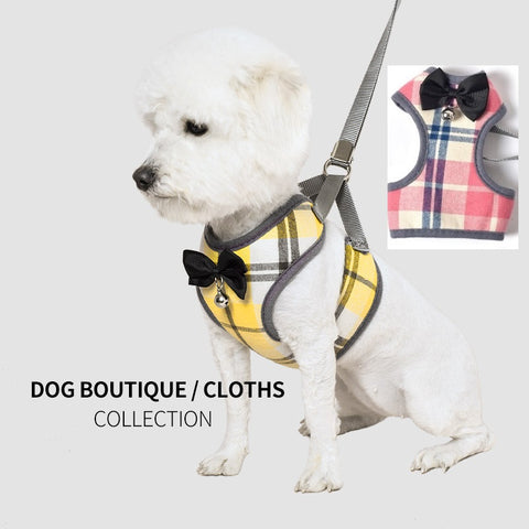 adjustable dog plaid harness vest +leash