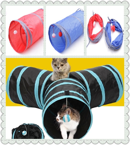 cat foldable tunnel 2&3 holes play tubes