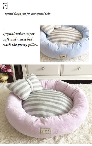 pet cute extra soft crystal velvet bed including pillow