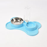 pet twin bowls with automatic water feeding